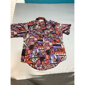 VTG 90s Sausalito Multicolor Abstract Geometric Button Down Shirt L